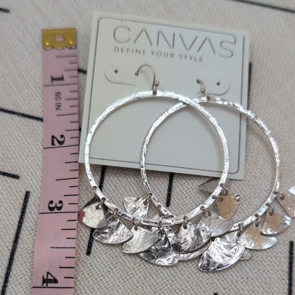 Bella Canvas Silver Dangle Hoop Earrings - Picture 5 of 5